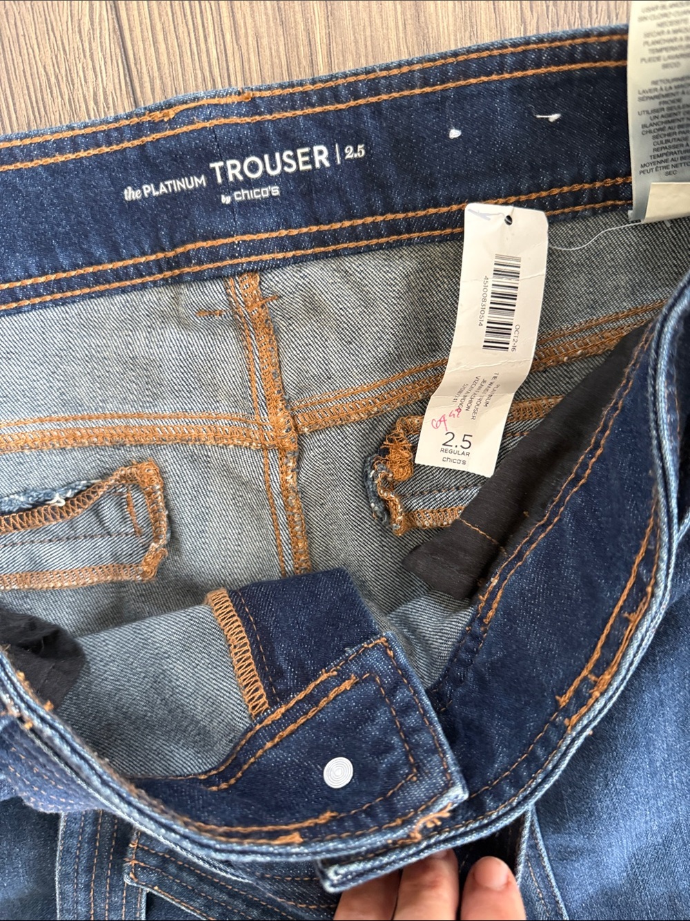 The platinum trouser by Chico’s Wide Leg Dark Wash Jeans with Belt net - Picture 2 of 10